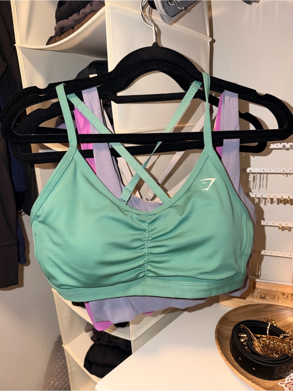 Gymshark Mint Green Ruched Strappy Sports Bra